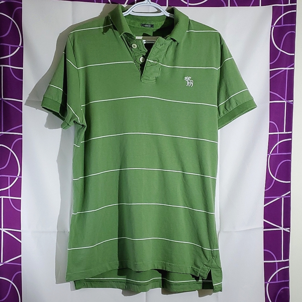 Vintage Abercrombie & Fitch Green & White Stripe Cotton TShirt - Size L
